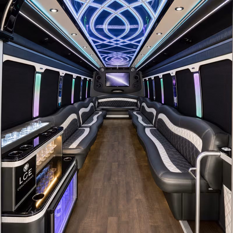 15 Passenger Party Bus Interior