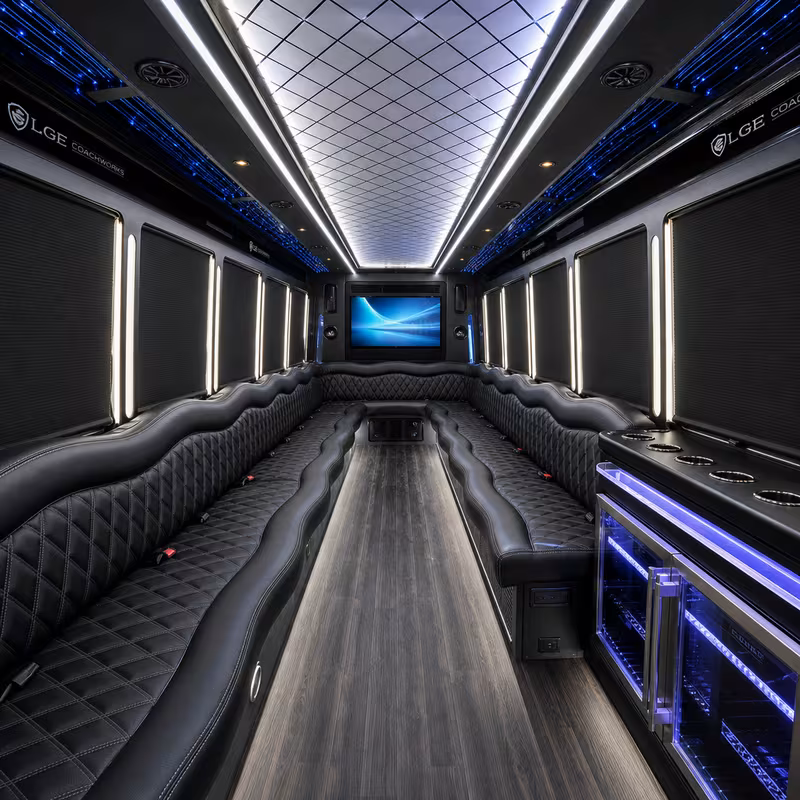 15 Passenger Party Bus Interior