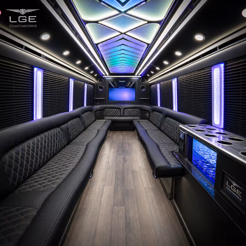 18 Passenger Party Bus Interior
