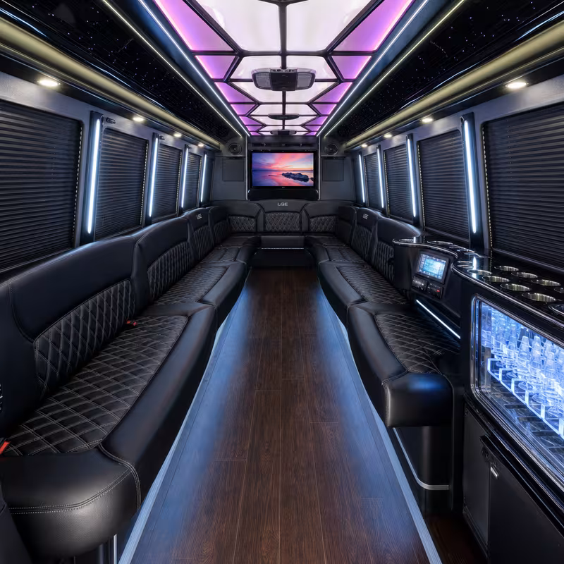 20 Passenger Party Bus Interior