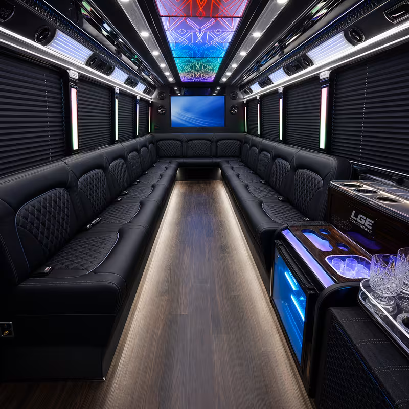 28 Passenger Party Bus Interior
