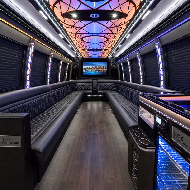 50 Passenger Party Bus Interior
