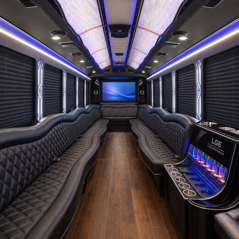 50 Passenger Party Bus Interior