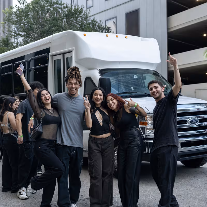 Black Mercedes Sprinter van staged for an Orange Concert Transportation group