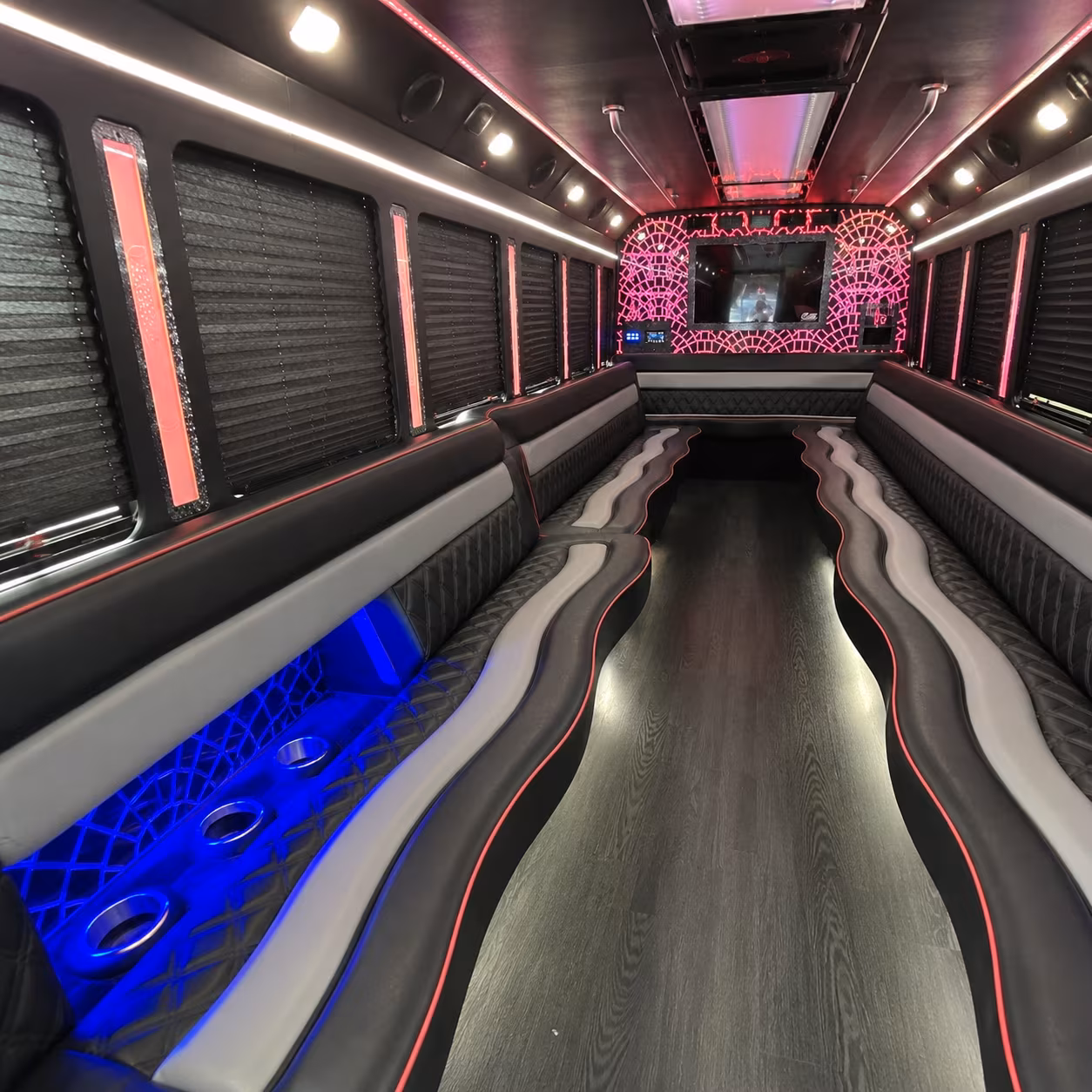 Orange Birthday, Sweet 16, & Quinceañera Transportation party bus exterior