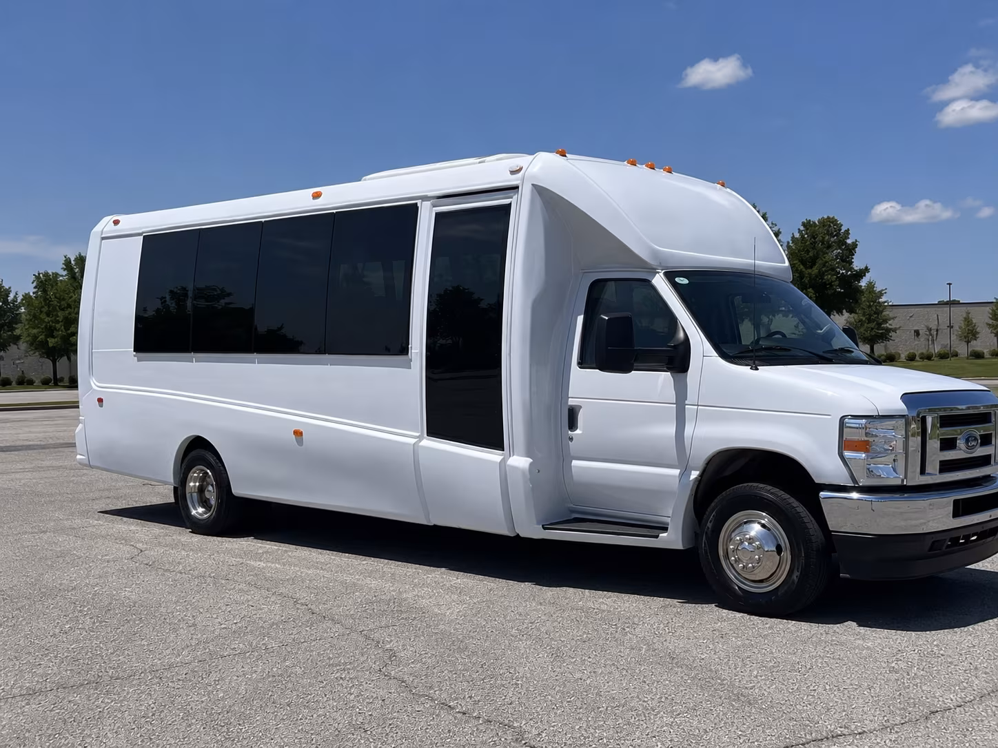 Orange Birthday, Sweet 16, & Quinceañera Transportation party bus exterior