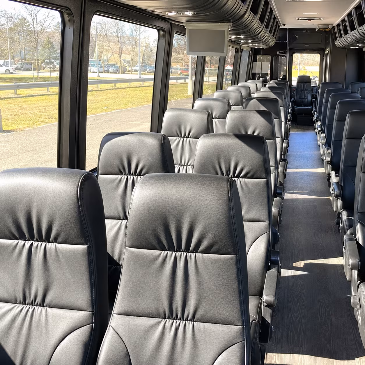 Orange Corporate Transportation party bus exterior