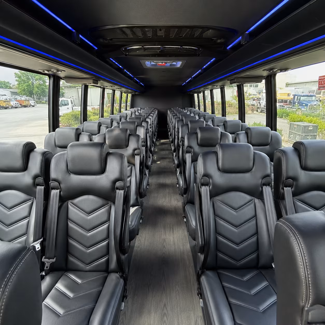 Orange Corporate Transportation party bus exterior