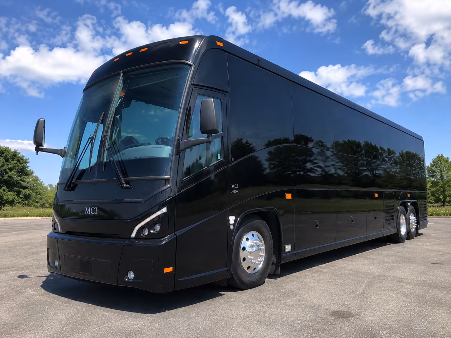 Orange Corporate Transportation party bus exterior
