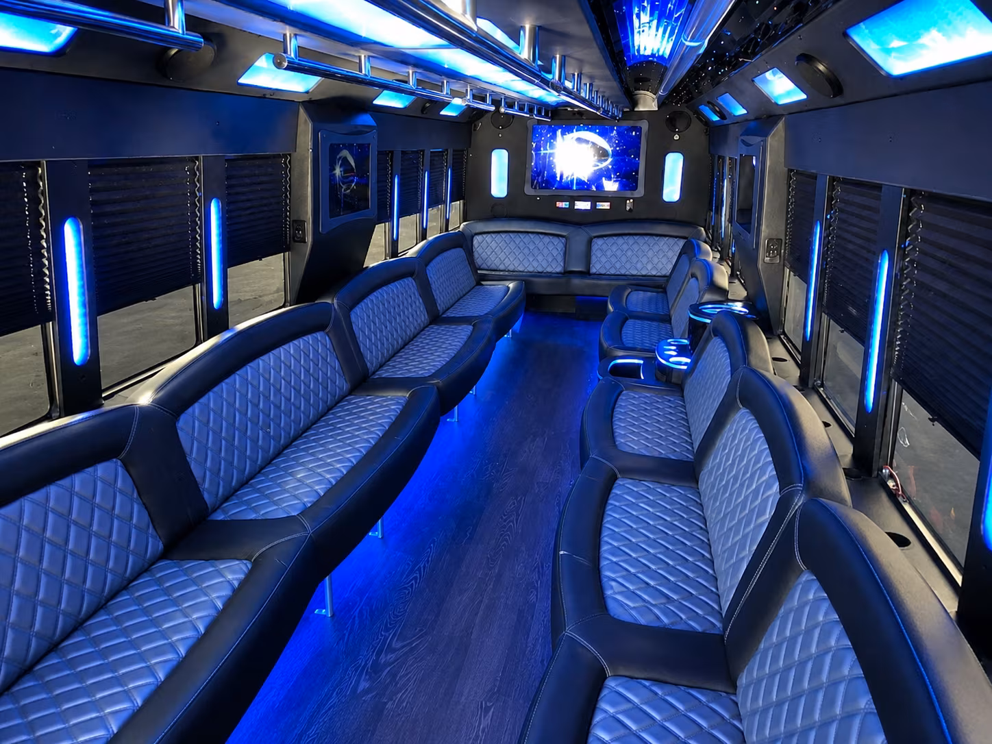 Orange Private Event Transportation party bus exterior