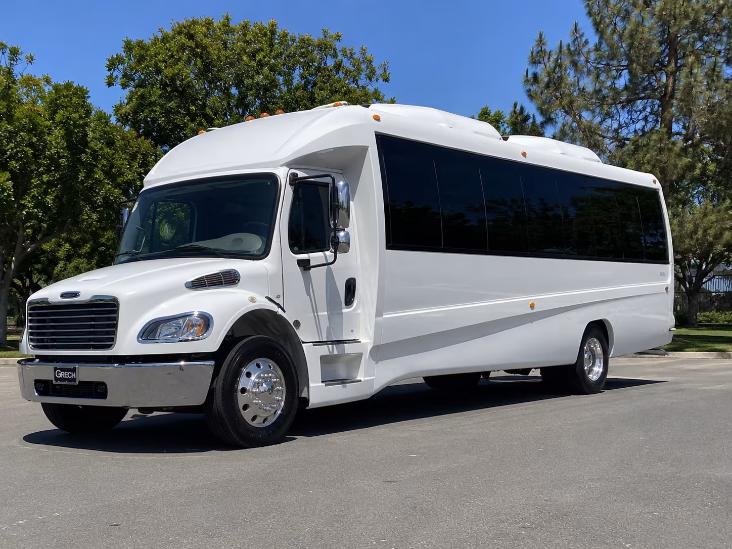 Orange Sporting Event Transportation party bus exterior